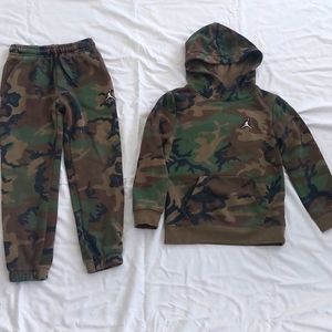 Jordan cotton boys matching set camouflage brown black green  emblem 6-7yr